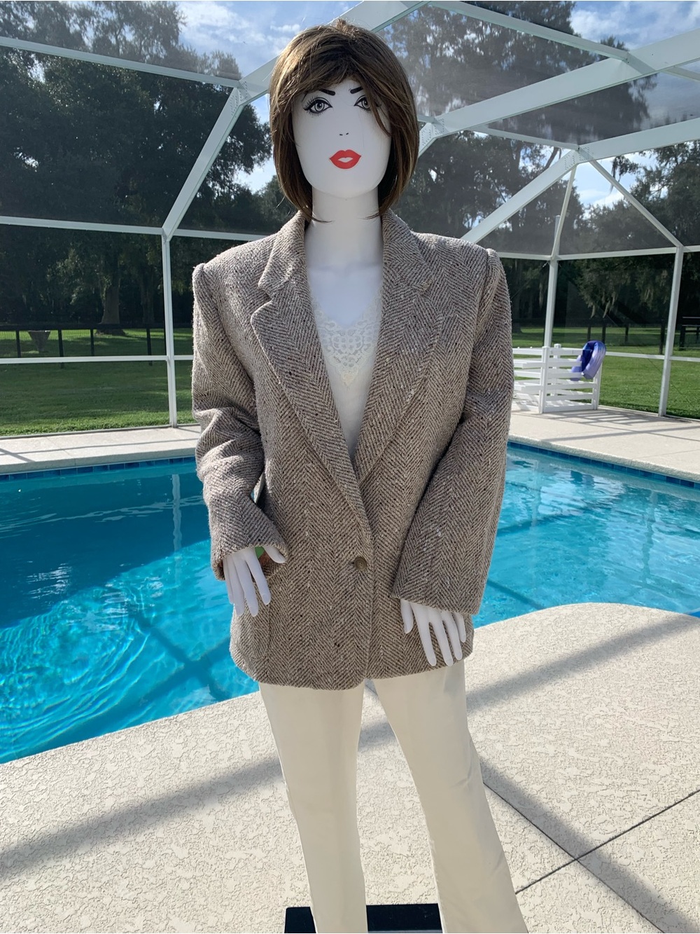 Liz Claiborne Tweed Beige Blazer